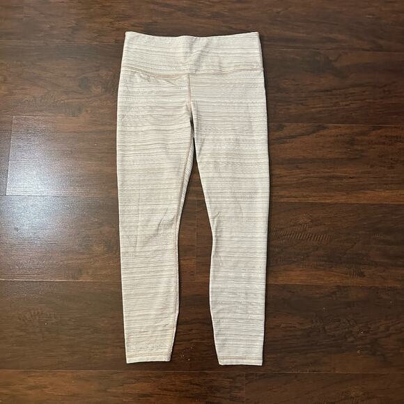 Athleta tan & white stripes textured leggings size M - Picture 2 of 10